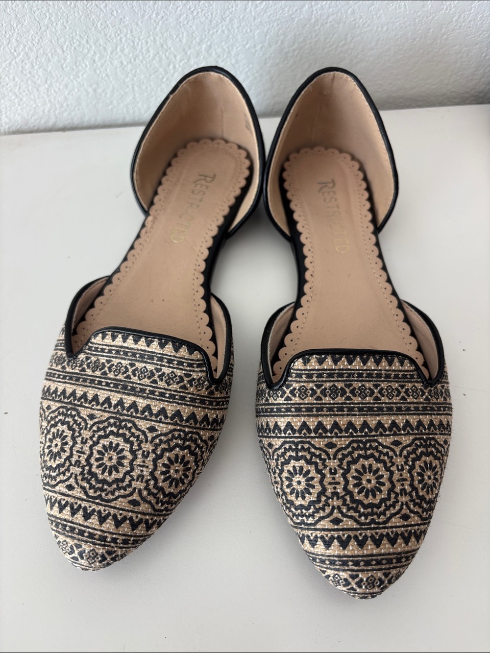 Reserved Black and Tan Patterned D'Orsay Flats